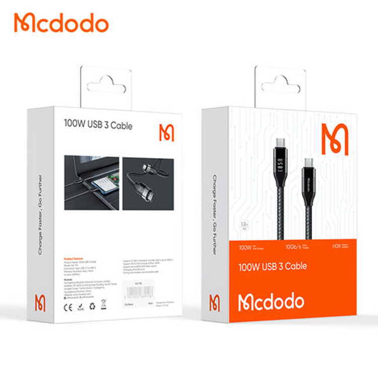 کابل شارژ 100 وات Type-C مک دودو مدل CA-713) USB3)* تاندربولت 3* طول 1.2 متر